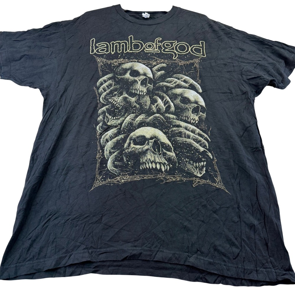 Tultex T-Shirt Mens XL Black Lamb of God Skull Graphic Heavy Metal Band Tee